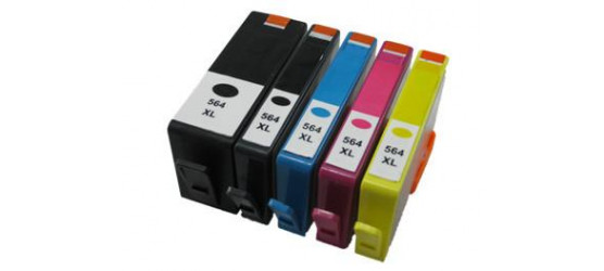 Complete set of 5 HP 564XL Compatible Inkjet Cartridges